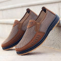 Foreign trade men's shoes summer men's old Beijing cloth shoes breathable casual dad shoes old people shoes a slip-on net shoes.