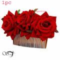 Artificial Red Rose Hair Clip for Women & Girls - Large Flower Hair Accessory (1pc).