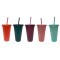700ml 24oz Food Grade PP Plastic Glitter Cup Pure Color Straw Glitter Cups Reu Plastic Water Bottle Drinkware Supplies. 