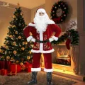 Santa Costume Big and Size Santa Claus Suit Set with Beard Fancy Dress with Gloves 4XL. 