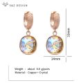 S Z DESIGN New Fashion Colorful Square Crystal Dangle Earrings For Women Wedding Jewelry Gift 585 Rose Gold Color Eardrop. 
