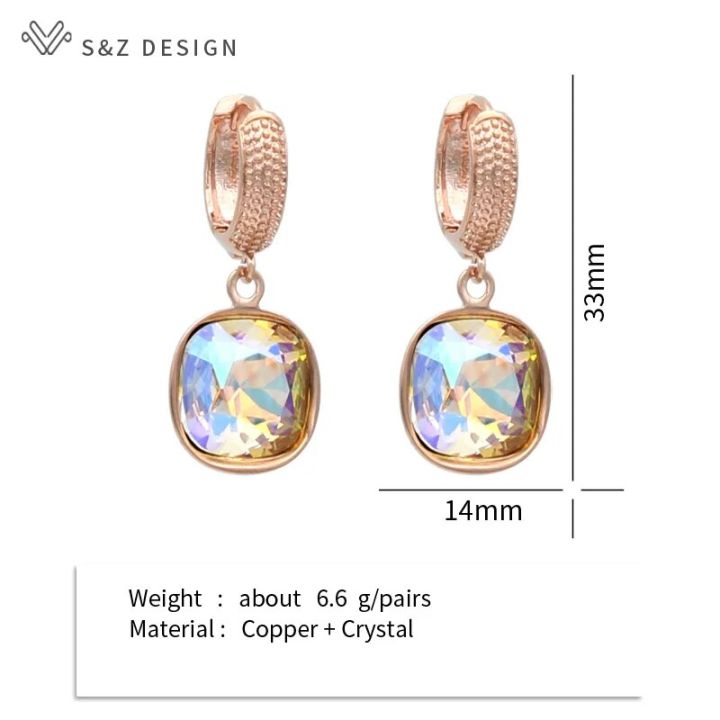 S%20Z%20DESIGN%20New%20Fashion%20Colorful%20Square%20Crystal%20Dangle%20Earrings%20For%20Women%20Wedding%20Jewelry%20Gift%20585%20Rose%20Gold%20Color%20Eardrop%20-%20Image%206