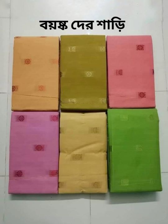 cotton sharee for middle age woman multicolor