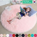 Korean Fluffy Round Rugs Bedroom Soft Shaggy White Carpet in The Living Room Bedside Rugs Pink Home Decor Hairy Baby Play Mat. 