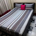 Multicolour Cotton King Size Bed sheet  With Two Pillow Cover - 3 pis Set-. 
