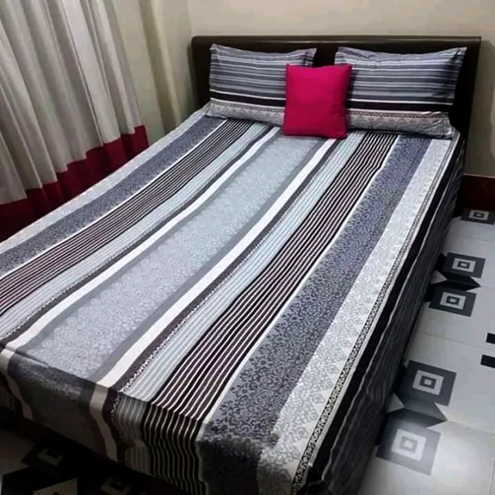 Multicolour%20Cotton%20King%20Size%20Bed%20sheet%20%20With%20Two%20Pillow%20Cover%20-%203%20pis%20Set-%20-%20Image%202