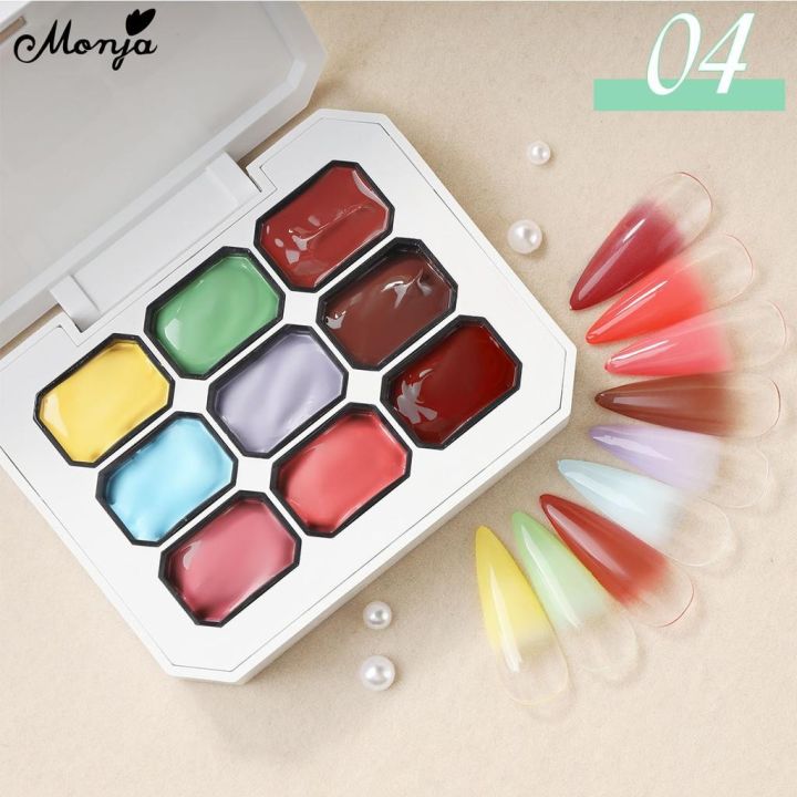 Monja%209%20Colors/box%20Nail%20Art%20UV%20Gel%20Pat%20Painting%20Drawing%20Gels%20Quick%20Dry%20No-wipe%20Colors%20Gradient%20Paint-Drawing%20Changing%20Soak%20Off%20Polish%20DIY%20Manicure%20Design%20Decor%20Tools%20-%20Image%207
