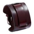 Modyle Fashion Wide Genuine Leather Bracelet Brown Black Wide Cuff Bracelets Bangles Vintage Punk Wristband Men Jewelry.