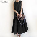Zanzea Wanita Musim Panas Percutian Pantai Panjang Baju Pakaian Panjang Penuh Tangki Sundress Baru. 