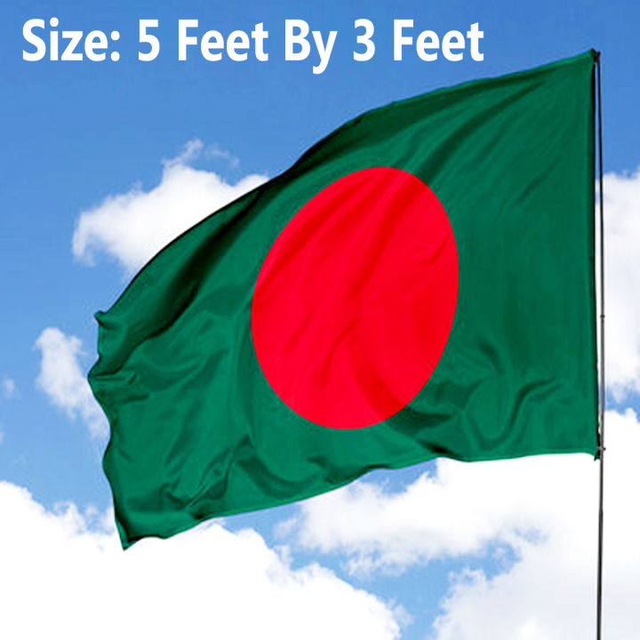 5ft x 3ft Bangladesh National Flag Set-A China Fabrics Potaka Show Patriotism ideal for Any Occasion Celebrate Victory or Independence Day Stationery Craft items Green And Red Color - Sticky Notes Gift Item Brand Class