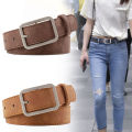 Waistband Fade-resistant Women Silver Buckle Faux Leather Belts. 