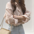 High Sense South Korea chic French Style Elegant Design Casual Solid Color Shirt Top Women's Korean Style Women's Clothing.