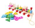 Montessori Toys Wooden Stacking Shape Geometry Blocks Wooden Train Vehicle Set Combination Educational Toys for Kids. 