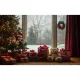 Fabric Material Photo Backdrop Artistic Printed Design Portable Size Photography Background Easy-to-Install Red Curtain Xmas. 