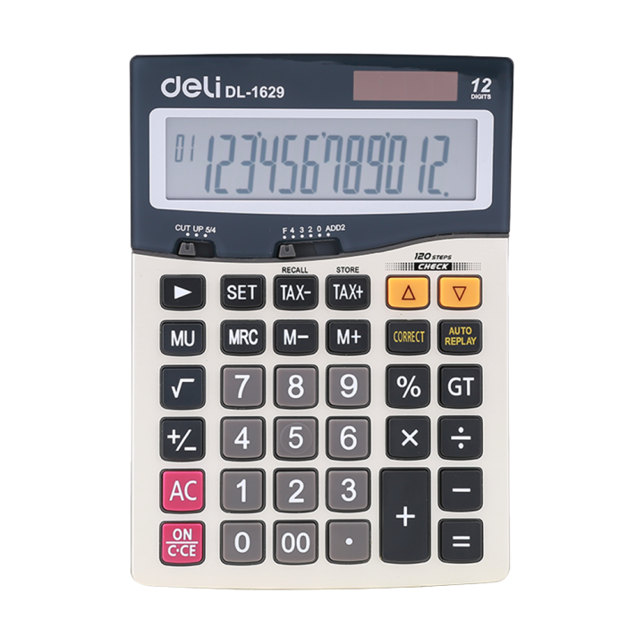 Deli%20E1629%20Metal%20Surface%20Tax%20Calculator%20Dark%20Gray%2012%20Digit%20Battery%20and%20Solar%20Dual%20Power%20-%20Image%202