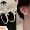 Carat Earring Jewelry Imitation Pearls Butterfly C-shaped Piercing Earrings. 