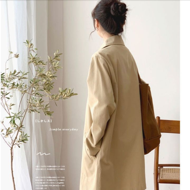 Women's%20Trench%20Coat%20Outerwears%20Korean%20Version%20Simple%20Casual%20Loose%20Solid%20Color%20Medium%20Long%20Top%20Jacket%20For%20Women%20Impermeable%20Mujer%20-%20Image%204