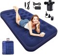 Exclusive Bestway Flocked Single Air Bed Camping Mattress - Blue.