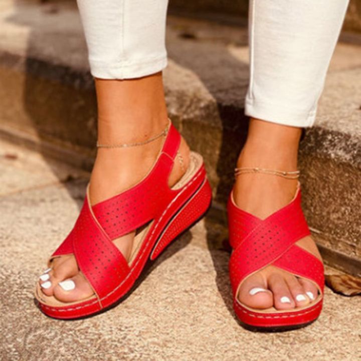 Women%20Shoes%20Summer%20Casual%20Sandals%20For%20Ladies%20Thick%20Bottom%20Wedge%20Women%20Sandals%20Red%20In%20Colour%20Hollow-Carved%20Design%20Sandals%20Women%20-%20Image%203