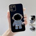 FELMYST Astronaut Case For Samsung Galaxy A03 3D NASA POP Folding Stand Holder Mobile Phone Casing Girl Boy Luxury Plating Square Soft Shockproof Cover Accessories. 