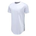 Men Casual T-Shirt Curve Hem Side With Zipper Short Sleeve Streetwear Men Long line Hip Pop Style Tops Fashion Men Extend Swag T. 