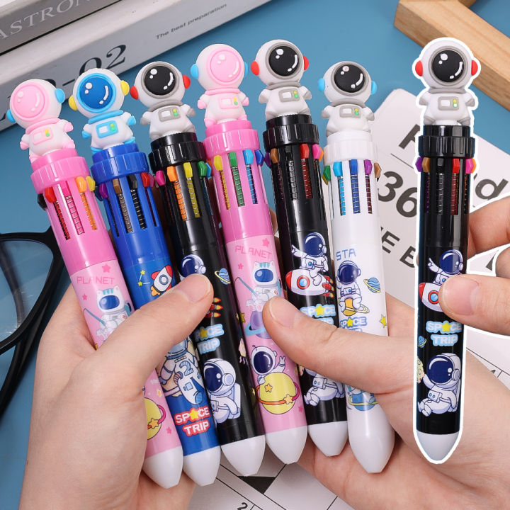 Cartoon Astronaut Ballpoint Pen Student Creative Ten-color Pen Multi-color Hand Account Pen Stationery Supplies