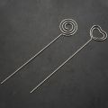 60 Pieces Metal Wires Memo Clip Note Card Holders Table Number Clip Photo Stand for Wedding Party Cake Decor, Round and Heart Shape, Silvery. 