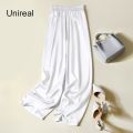 Summer Women Wide Leg Pants High Waist Casual Trousers Streetwear Black Silk Satin Pants Elegant Long Palazzo Pants. 