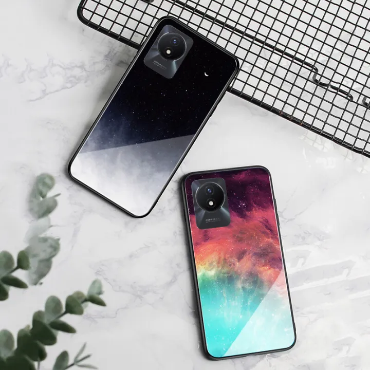 Phone%20Case%20VIVO%20Y02A%20Back%20Cover%20Back%20Tempered%20Glass%20Back%20Cover%20Starry%20Sky%20Design%20Cases%20Casing%20hp%20for%20VIVO%20Y02A%20Cover%20Cases%20Shell%20Mirror%20Glass%20-%20Image%203