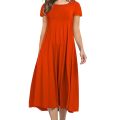 2022 Four Seasons Women's New Round Neck Short Sleeve Solid Color Swing Dress Fashion Solid Color Dress.
