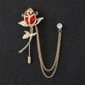 Metal Rhinestone Rose Flower Brooch Lapel Pin For Men & Women.