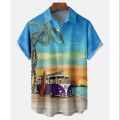 Summer Men's Shirts Hawaiian Lapel Short Sleeve Shirts for Men Beach Vacation Tops New Casual Male Blouse Fashion Clothes Tshirt.