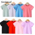 Solid Color Children T-shirt for Boys Girls Cotton Summer Kids Tops Tees Baby Kids Tshirts Blouse Clothes for 2-12 Years Child. 