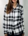 Black and White Long Sleeve Flannel Shirt.