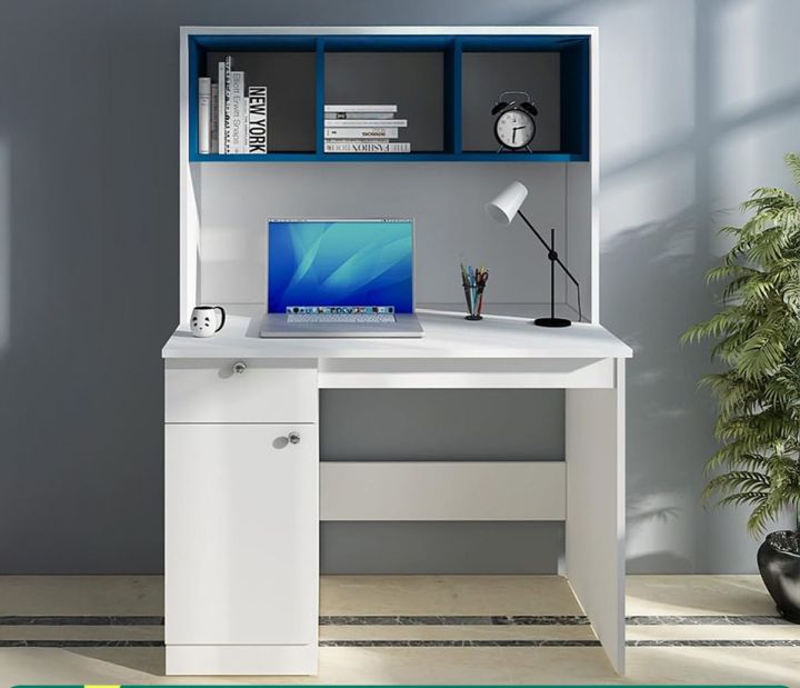 Computer Desk & Home Office Table for Work Station Professionals Desk | Large Surface Study Table Top, 3 Shelves, 1 Cabinets 1 Locker Drawer| Warranty Protected Reading Table| 50/40''