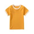 100% Cotton Small Children Summer Short Sleeve T shirt Boys Girls Color Matching Soft Comfy Tops Tees Kids T-shirts Casual. 