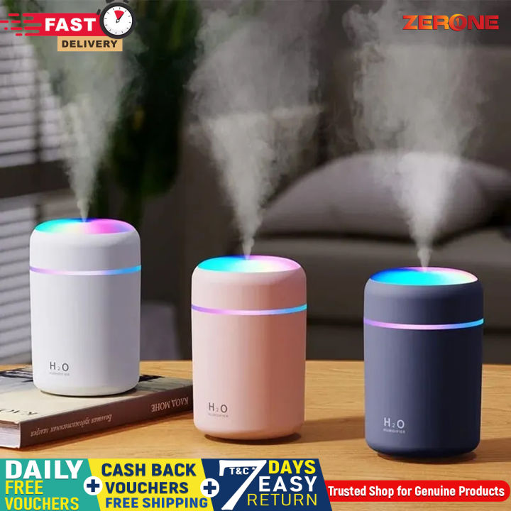 H2O Mini USB Air Humidifier â Colorful LED Cool Mist Aroma Diffuser for Home, Car & Office