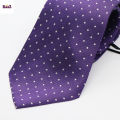 Purple White Dot Embroidery Mens Casual Plaid Micro Self Necktie. 