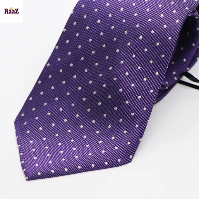 Purple%20White%20Dot%20Embroidery%20Mens%20Casual%20Plaid%20Micro%20Self%20Necktie%20-%20Image%204