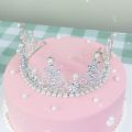 Mini Crown for Kids Birthday Baby Shower Party Cake Topper Baking Decor Elegant Pearl Crystal Crown DIY Baking Cake Topper Decoration Hair Ornaments.