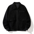 Coat Men's Autumn and Winter Fleece-lined Warm Japanese Retro Style Trends Corduroy Loose Casual Polo Collar Men's Clothing. 