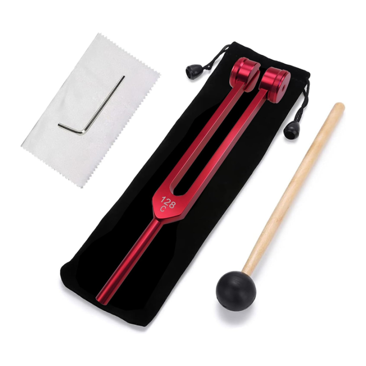 128 Hz Tuning Fork Weighted Red Tuning Forks Kit for Healing 128 Hz Sonic Slider Tuning Fork Set