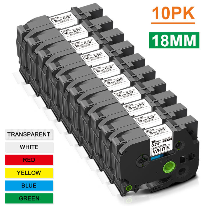 10PK 18mm Replace Brother TZe Label Tape Cartridge tze-141 tze-241 tze-641 tze 241 Laminated Tape for Brother P-Touch Labeller minghao