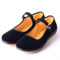 Old Beijing Cloth Shoes Women's Square Mouth Shoes Soft Bottom Non-Slip Wear-Resistant Hotel Front Desk Work Shoes Mother Shoes Black Flat Velvet Generation. 