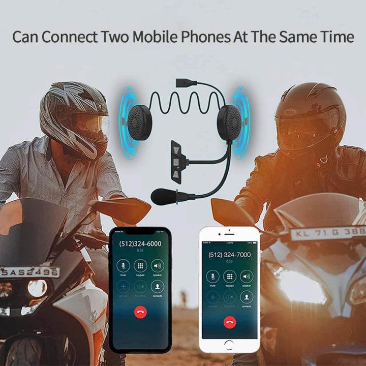Tinzzi Wireless Bluetooth 5.2 Motorcycle Helmet Headset Handsfree Kit Stereo Anti-Interference Waterproof Music Player Speaker