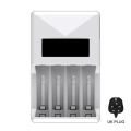 PUJIMAX 4 Slots Smart Battery Charger LCD Display US/EU/UK Plug For AAA/AA Ni-MH/Ni-Cd Rechargeable Batteries With AC Cable. 