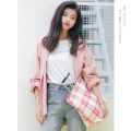 Pink Shirt Women's Loose Spring Clothes Korean Style Batwing-Sleeved Blouse Top Versatile Long Sleeve Shirt. 