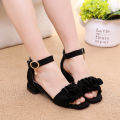 sandalias Kid Shoe Children's Sandals Summer New Girl Princess Shoe Low Heel Girl Sandals Middle Big girl Black Performance Shoe.