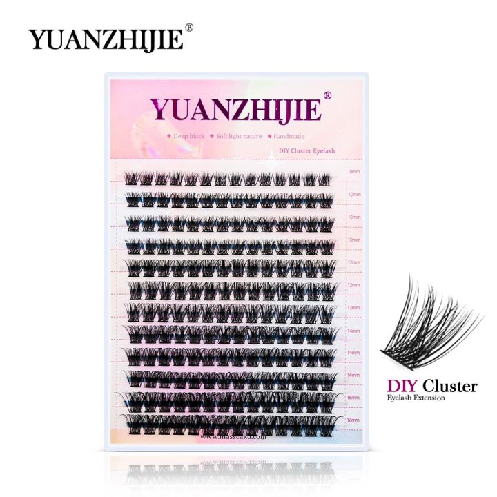 YUANZHIJIE Segment Eyelashes Individual Lash Clusters Kit Manga Fluffy Wispy Anime Lashes with Tweezer and Eyelash Glue