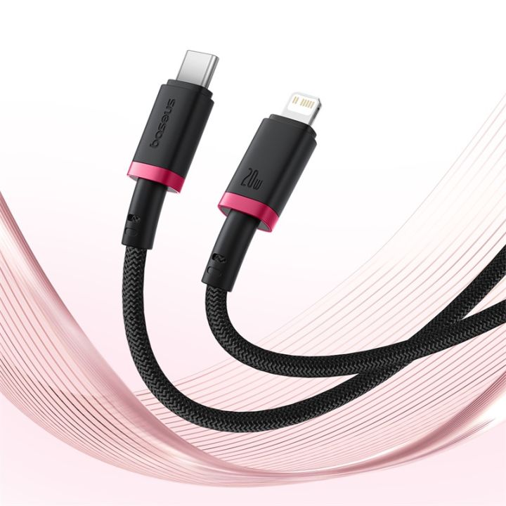 Baseus%20Cable%20For%20Iphone%20PD%2020W%20by%20Baseus%20Dura%20Series%20Fast%20Charging%20Cable%20Type-C%20to%20Lightning%202m%20Red+Black%20-%20Image%202